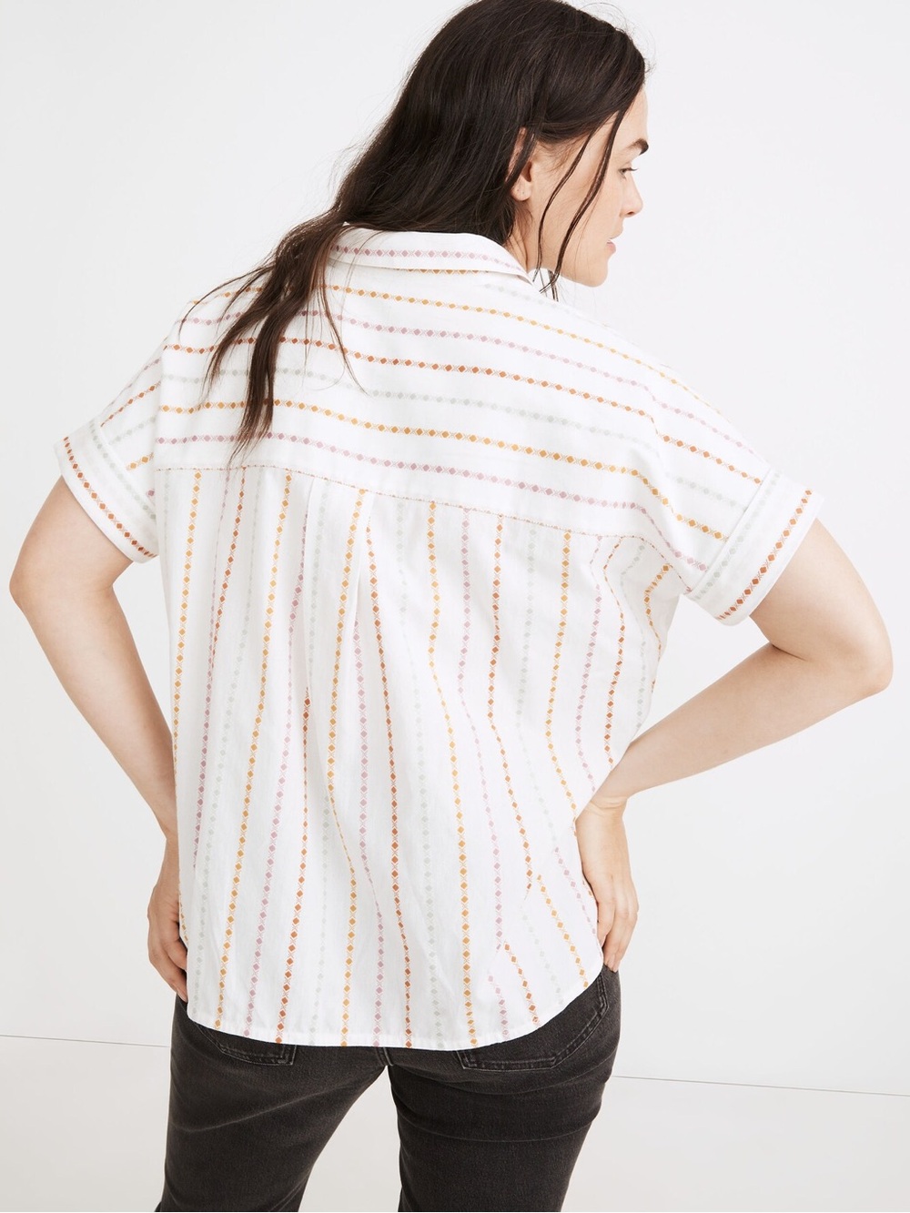 Madewell Daily Shirt in Jacquard Rainbow Stripe size L oversized button down - Picture 5 of 10